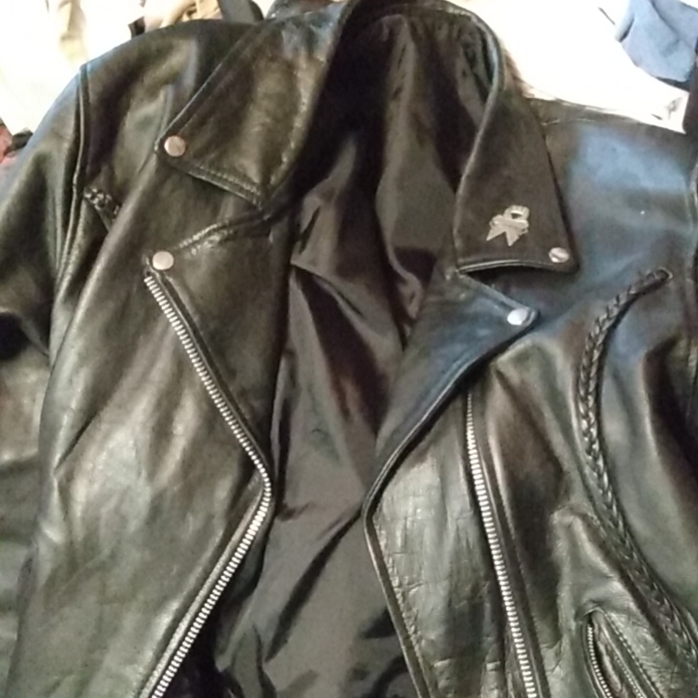 Genuine leather motorcycle jacket